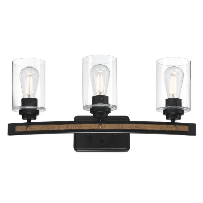 Westinghouse Broomall 6128700 Bath Vanity Light 9 in. wide - Matte Black And Barnwood