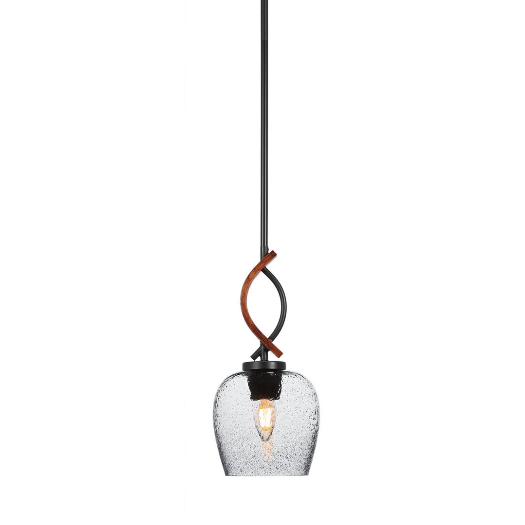 Toltec Monterey 2901-mbwg-4812 Pendant Light - Matte Black & Painted Wood-look