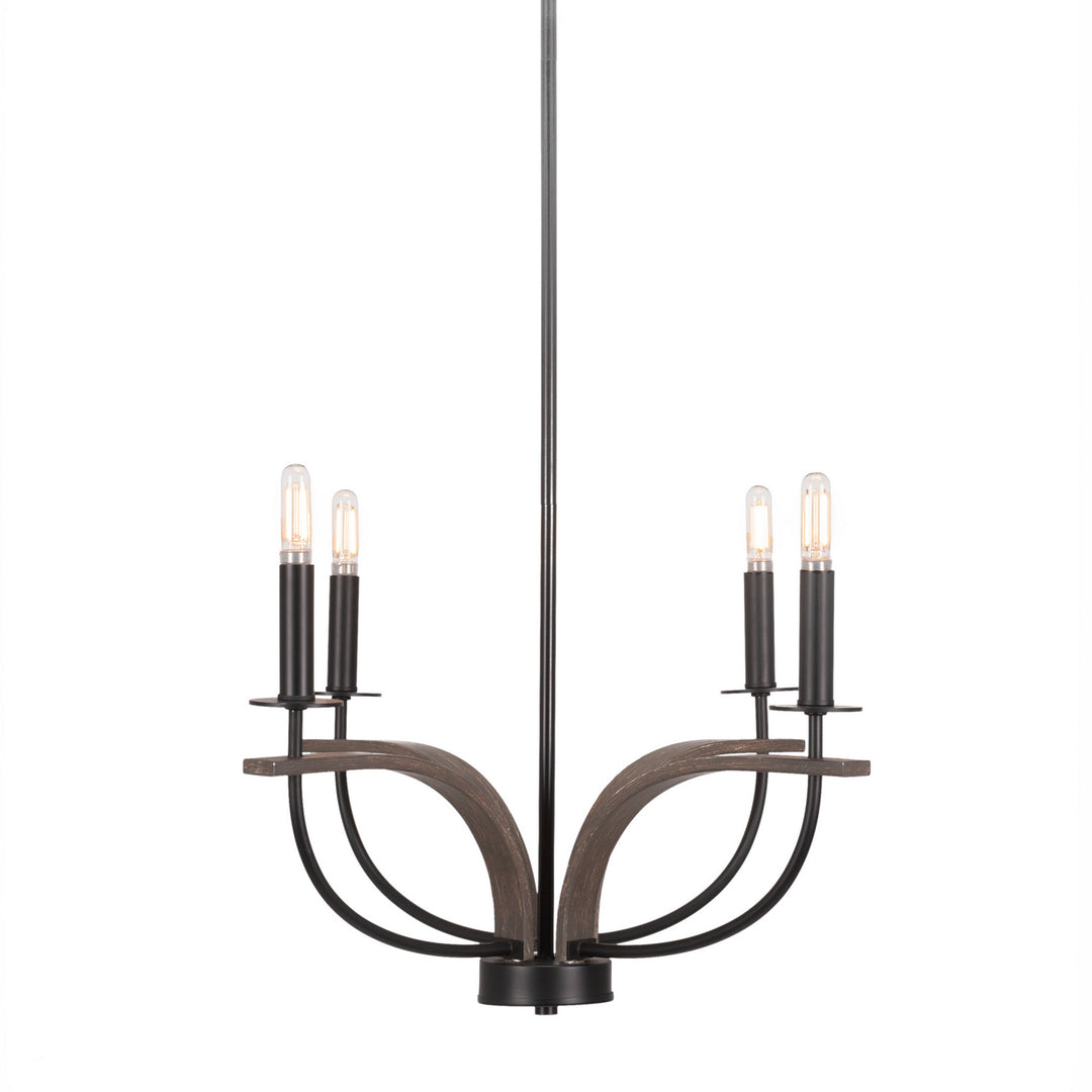 Toltec Monterey 2904-mbdw Chandelier Light - Matte Black & Painted Distressed Wood-look