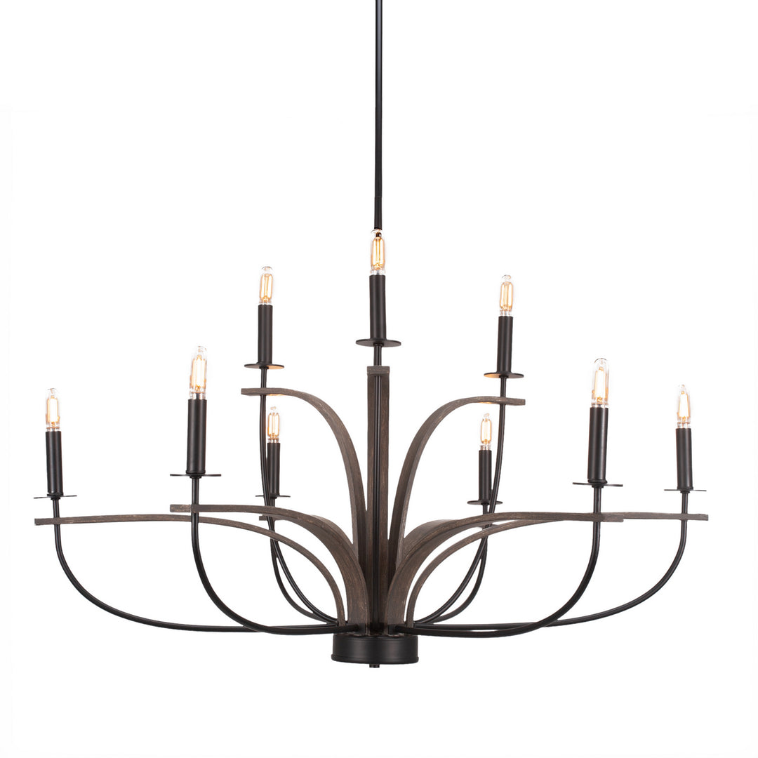 Toltec Monterey 2909-mbdw Chandelier Light - Matte Black & Painted Distressed Wood-look