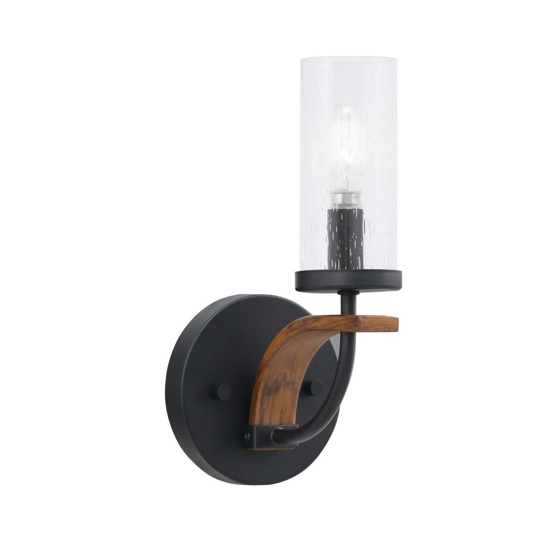 Toltec Monterey 2911-mbwg-800 Wall Sconce Light - Matte Black & Painted Wood-look