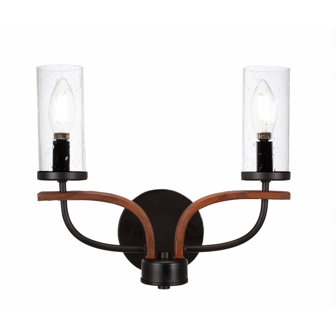 Toltec Monterey 2912-mbwg-800 Bath Vanity Light 13 in. wide - Matte Black & Painted Wood-look