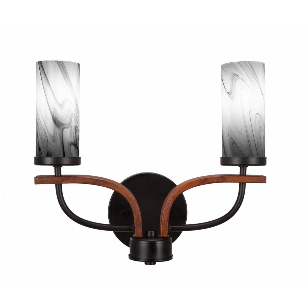 Toltec Monterey 2912-mbwg-802 Bath Vanity Light 13 in. wide - Matte Black & Painted Wood-look