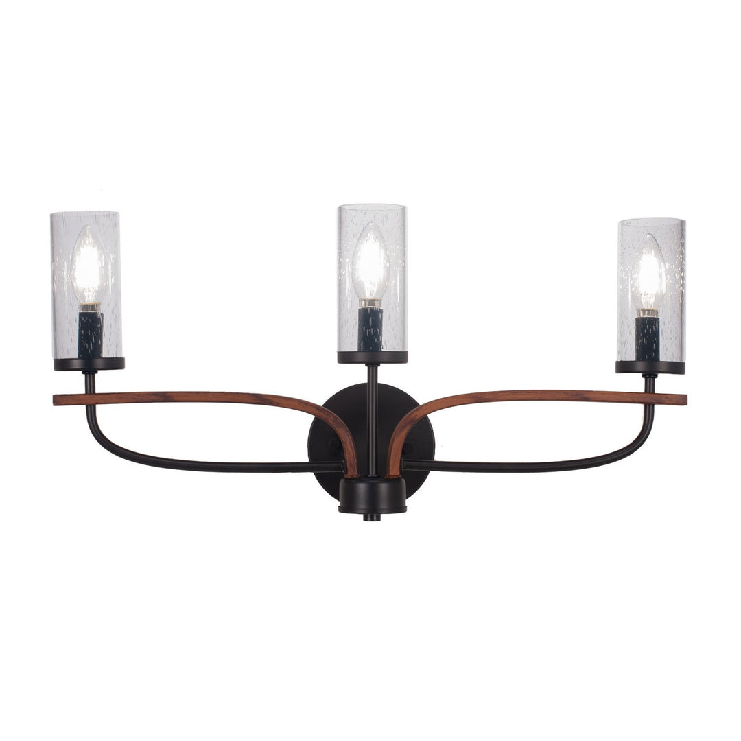Toltec Monterey 2913-mbwg-800 Bath Vanity Light 23 in. wide - Matte Black & Painted Wood-look
