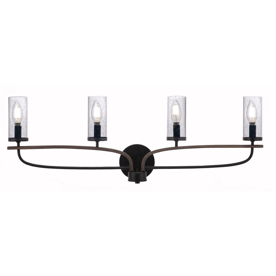 Toltec Monterey 2914-mbdw-800 Bath Vanity Light 33 in. wide - Matte Black & Painted Distressed Wood-look