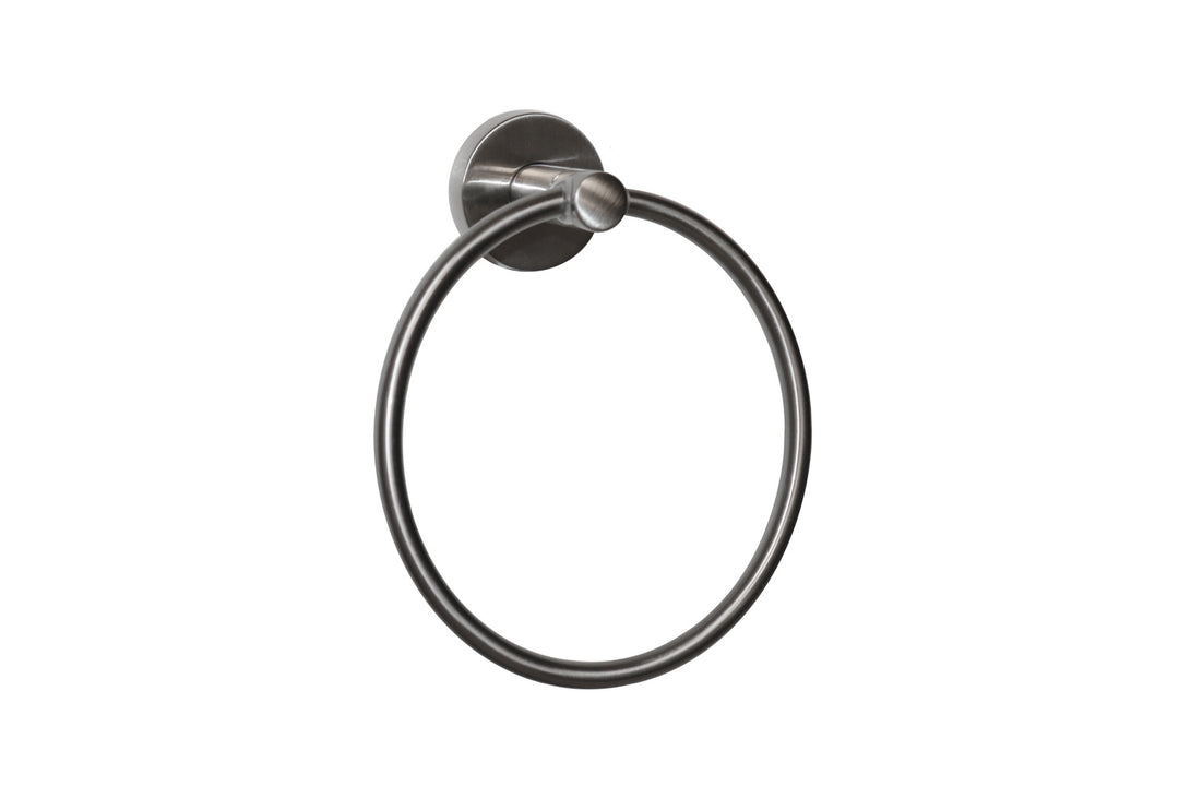 Homenhancements BH-20205-SN Round Bath Hardware Towel Ring Plumbing Pewter, Nickel, Silver