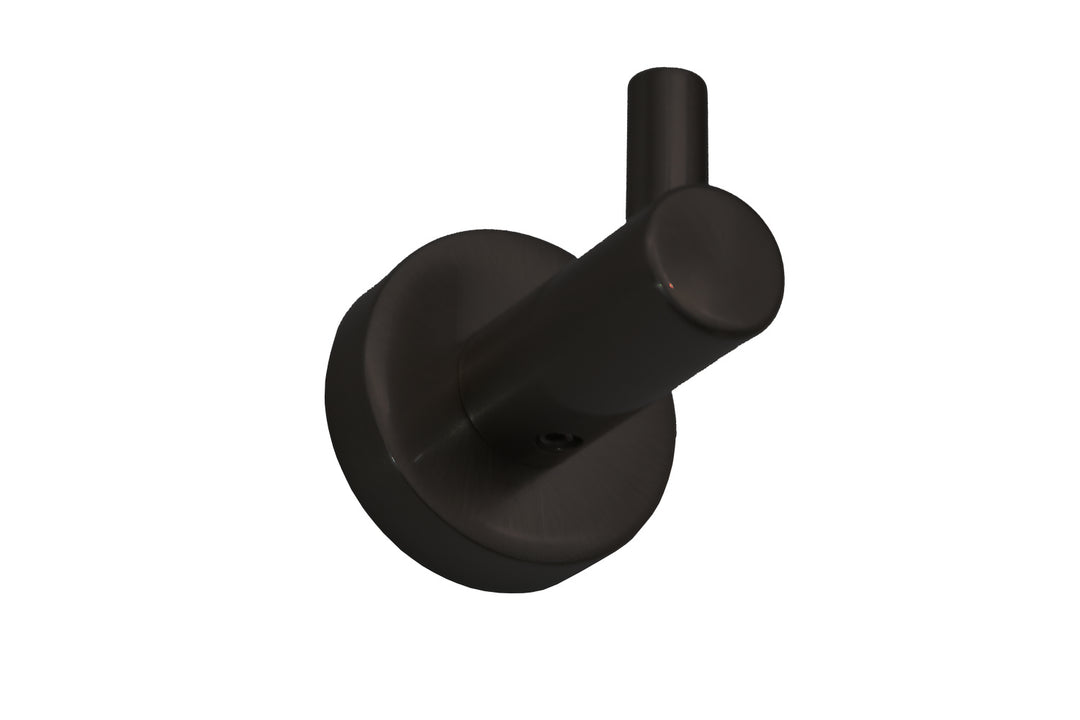 Homenhancements BH-20730-MB Round Bath Hardware Single Robe Hook Plumbing Black