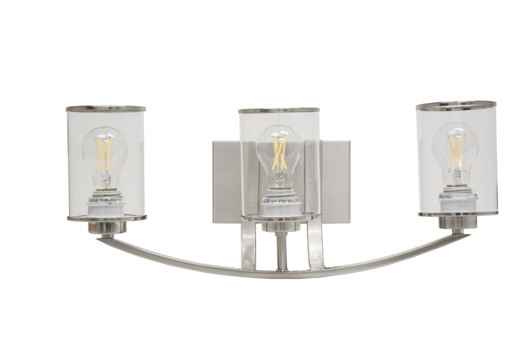 HOMEnhancements Lexington LX-VS3(CLR)-NK Bath Vanity Light - Brushed Nickel