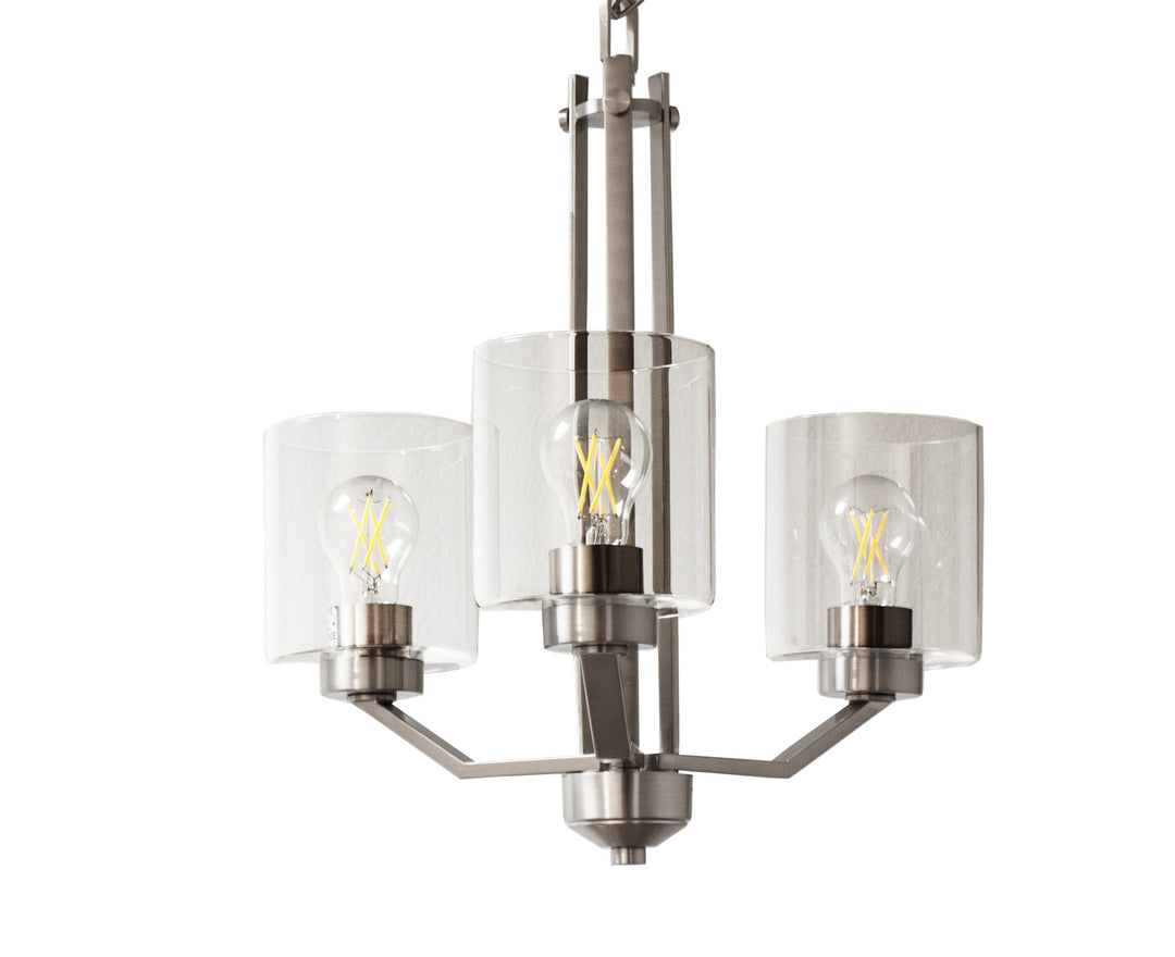 HOMEnhancements Paris PRS-CH3(CLR)-NK Chandelier Light - Brushed Nickel