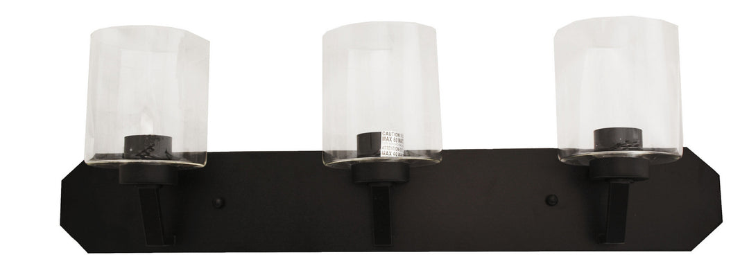 HOMEnhancements Paris PRS-VL3(CLR)-MB Bath Vanity Light - Matte Black