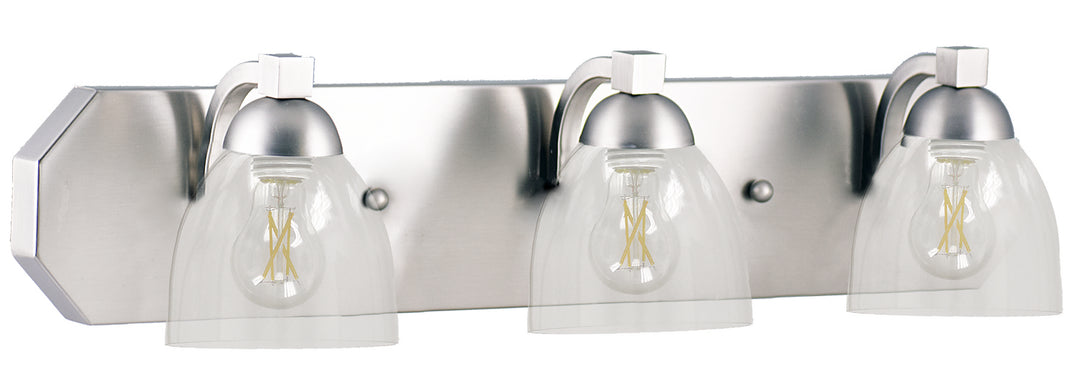 HOMEnhancements Special Order VS154-3-NK(GC-725-CLR) Bath Vanity Light - Brushed Nickel