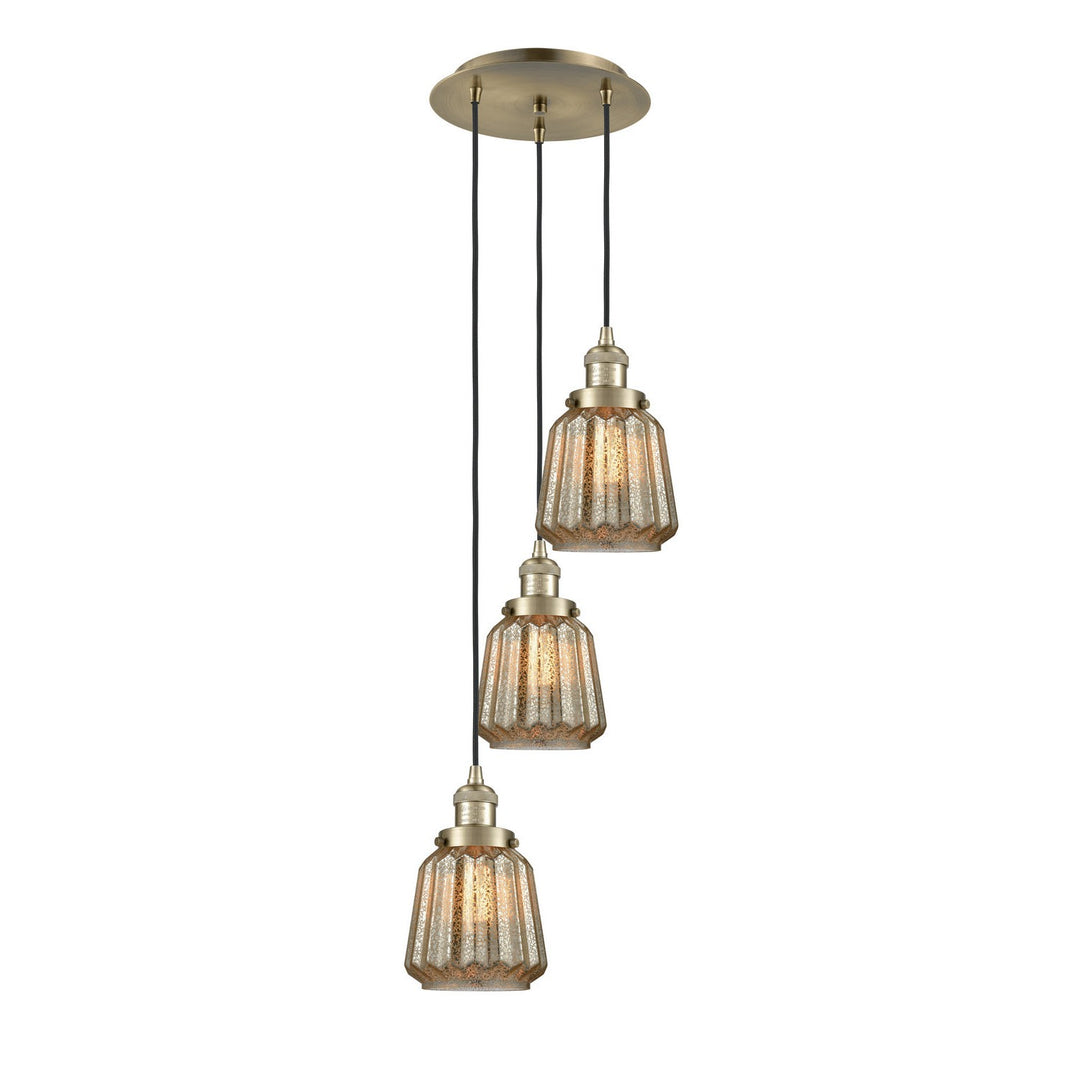 Innovations Franklin Restoration 113F-3P-AB-G146 Pendant Light - Antique Brass