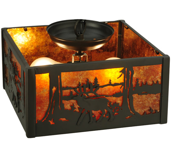 Meyda Tiffany Elk At Lake 128311 Ceiling Light - Timeless Bronze