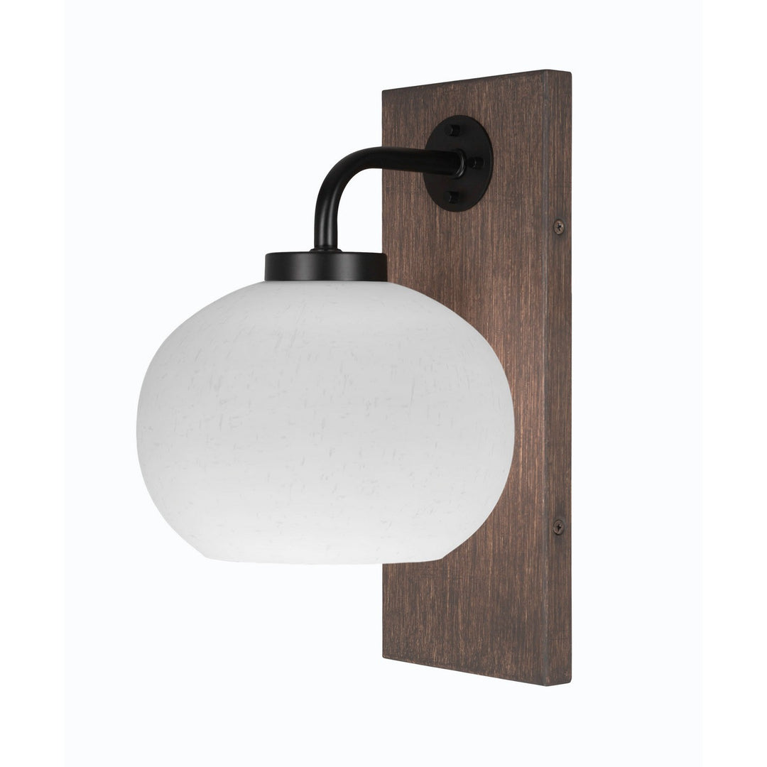 Toltec Oxbridge 1771-mbdw-212 Wall Sconce Light - Matte Black & Painted Distressed Wood-look