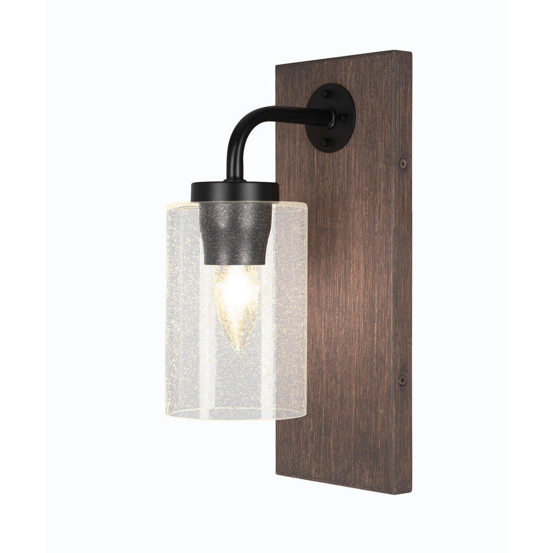 Toltec Oxbridge 1771-mbdw-300 Wall Sconce Light - Matte Black & Painted Distressed Wood-look