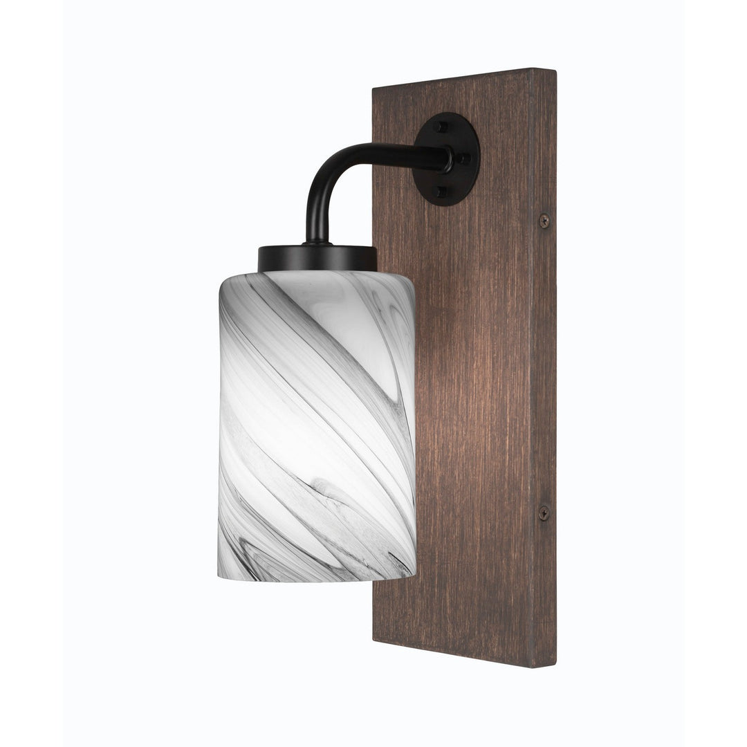 Toltec Oxbridge 1771-mbdw-3009 Wall Sconce Light - Matte Black & Painted Distressed Wood-look