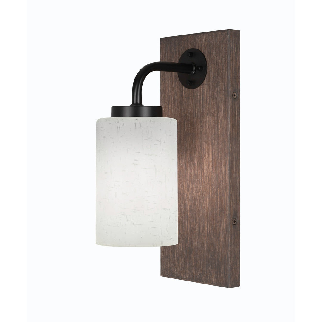 Toltec Oxbridge 1771-mbdw-310 Wall Sconce Light - Matte Black & Painted Distressed Wood-look