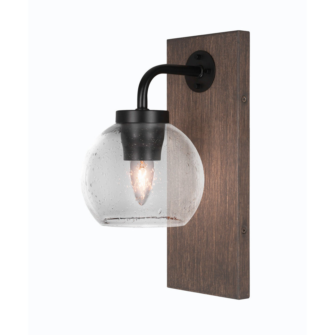 Toltec Oxbridge 1771-mbdw-4100 Wall Sconce Light - Matte Black & Painted Distressed Wood-look