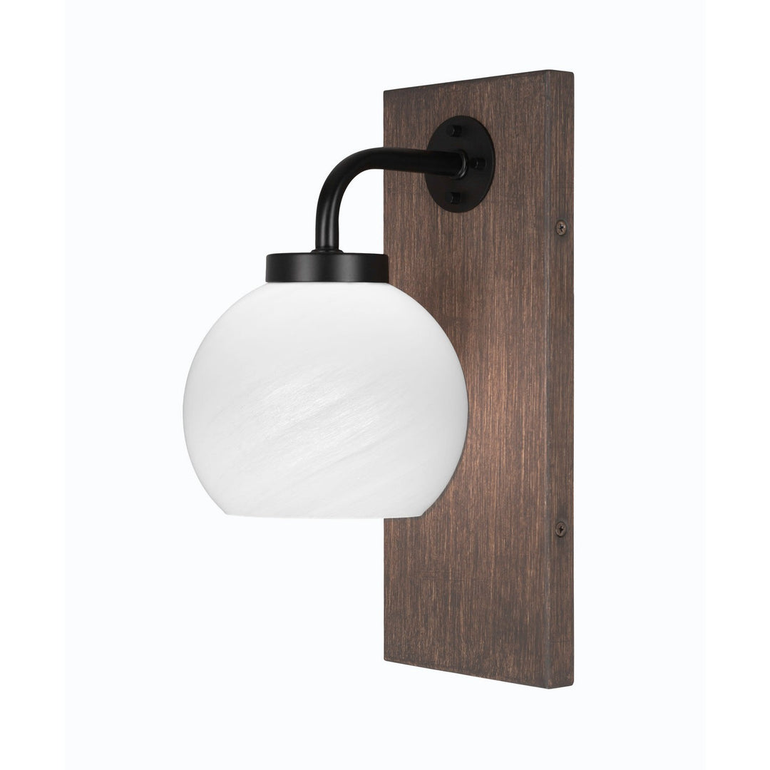 Toltec Oxbridge 1771-mbdw-4101 Wall Sconce Light - Matte Black & Painted Distressed Wood-look