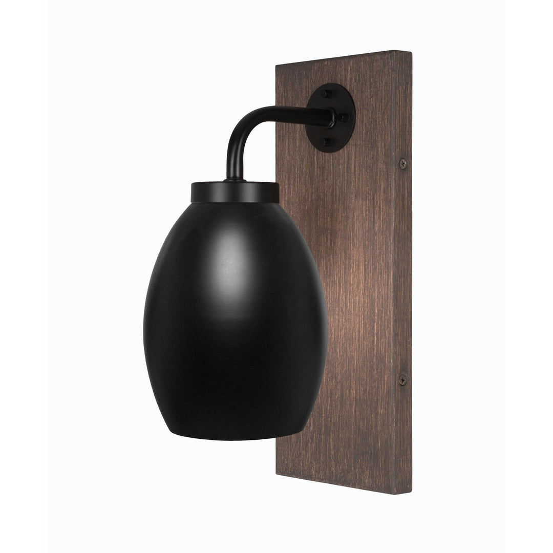 Toltec Oxbridge 1771-mbdw-426-mb Wall Sconce Light - Matte Black & Painted Distressed Wood-look