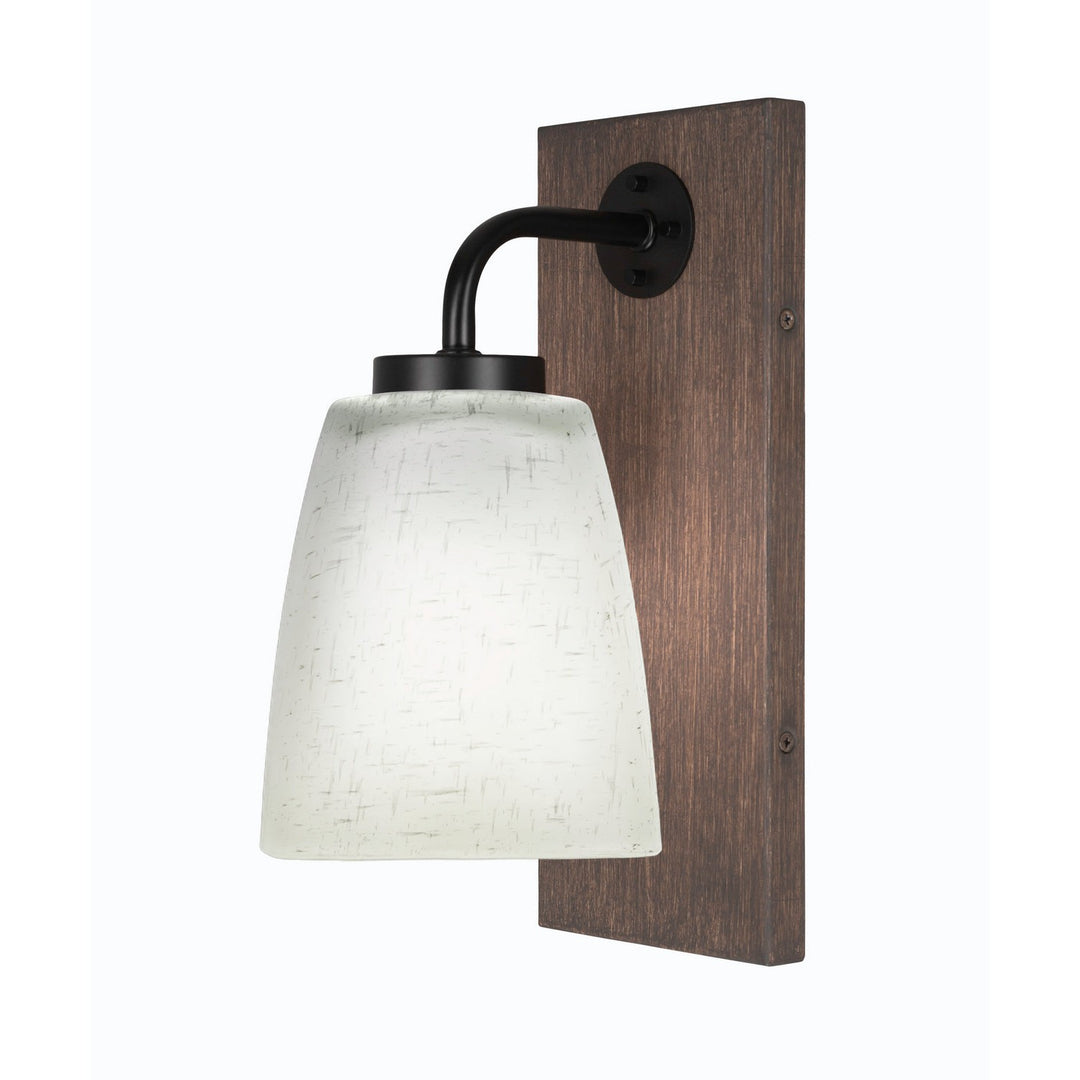 Toltec Oxbridge 1771-mbdw-460 Wall Sconce Light - Matte Black & Painted Distressed Wood-look