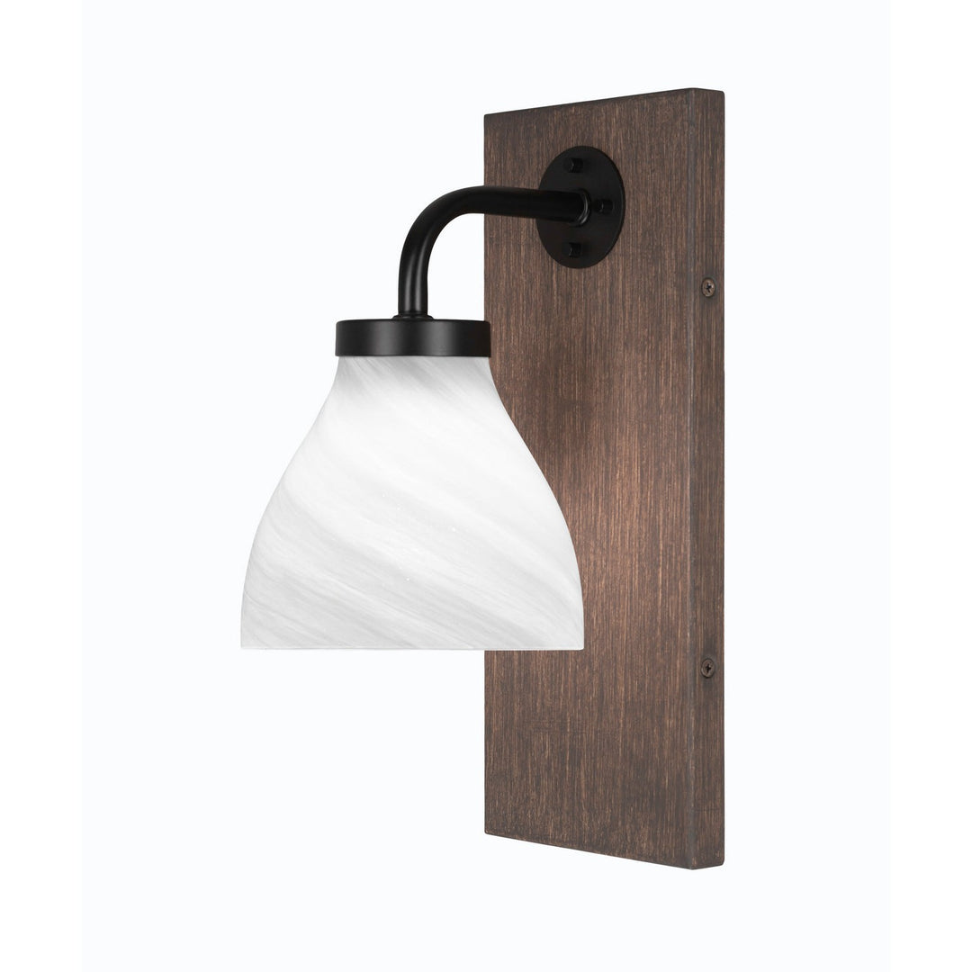 Toltec Oxbridge 1771-mbdw-4761 Wall Sconce Light - Matte Black & Painted Distressed Wood-look