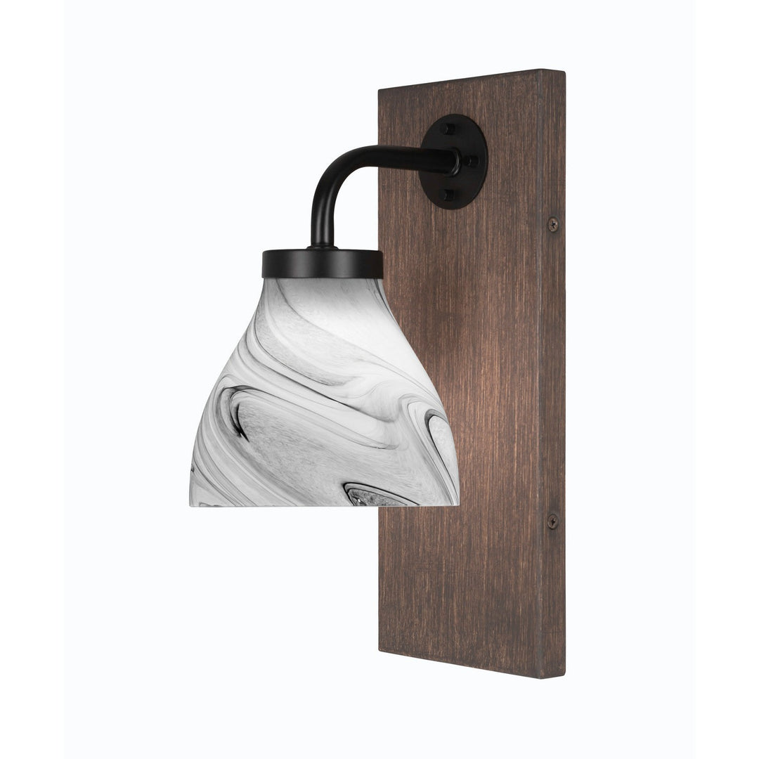 Toltec Oxbridge 1771-mbdw-4769 Wall Sconce Light - Matte Black & Painted Distressed Wood-look