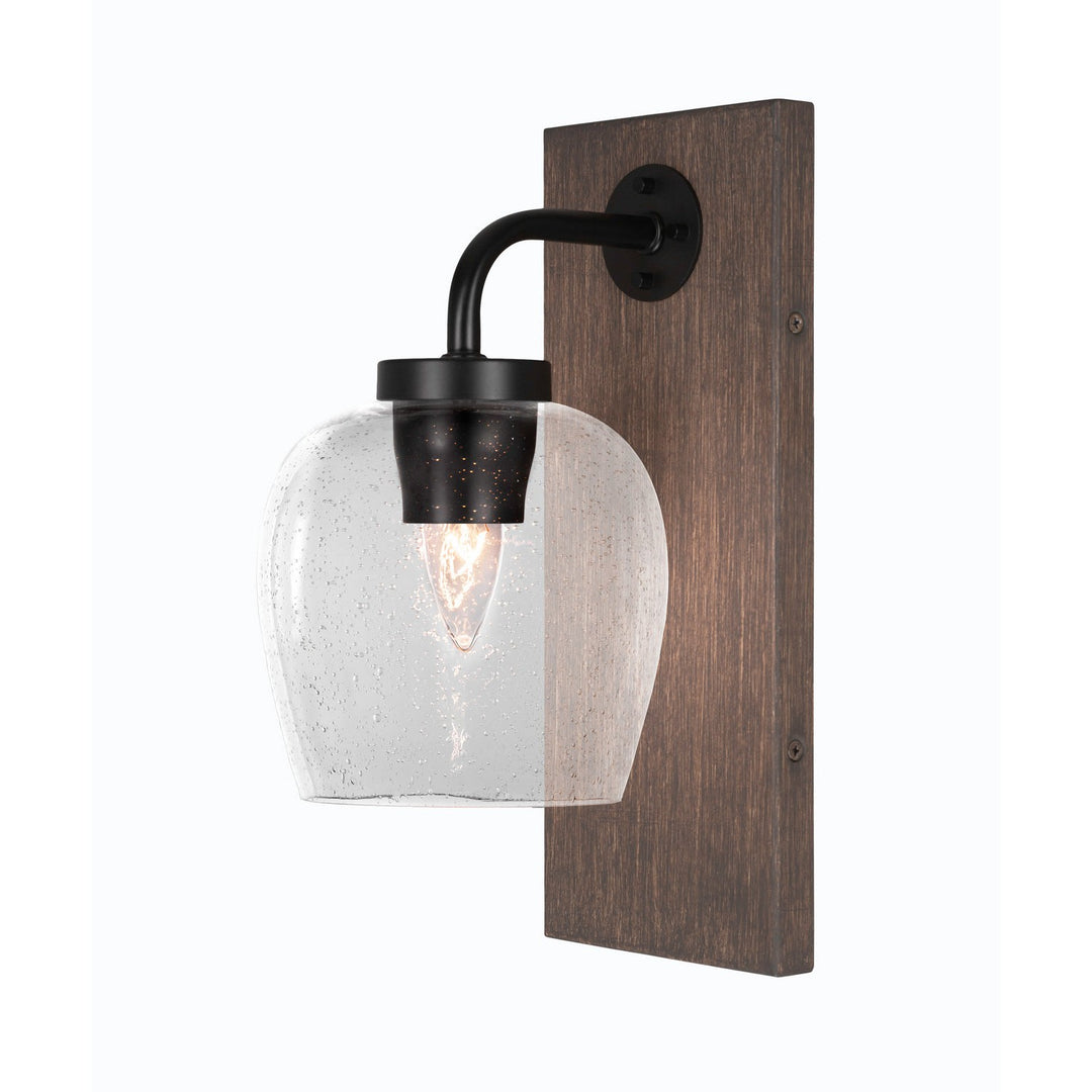 Toltec Oxbridge 1771-mbdw-4810 Wall Sconce Light - Matte Black & Painted Distressed Wood-look