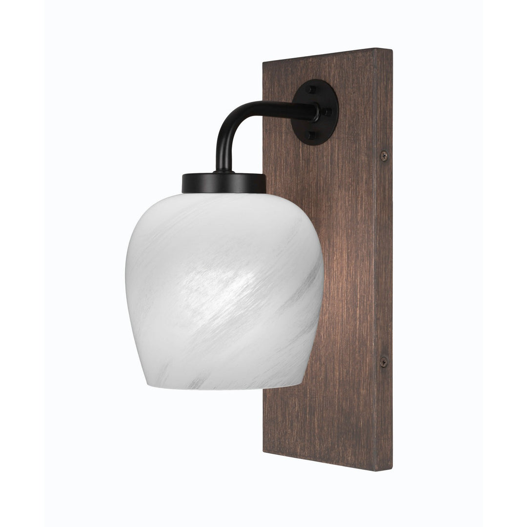 Toltec Oxbridge 1771-mbdw-4811 Wall Sconce Light - Matte Black & Painted Distressed Wood-look