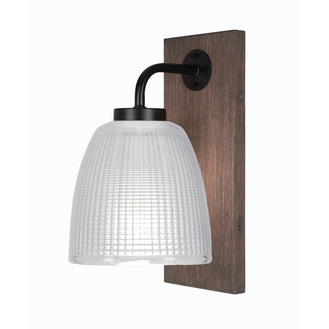 Toltec Oxbridge 1771-mbdw-500 Wall Sconce Light - Matte Black & Painted Distressed Wood-look