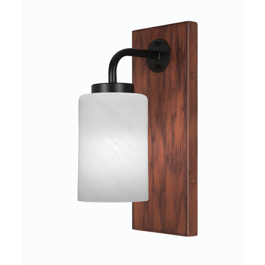 Toltec Oxbridge 1771-mbwg-3001 Wall Sconce Light - Matte Black & Painted Wood-look