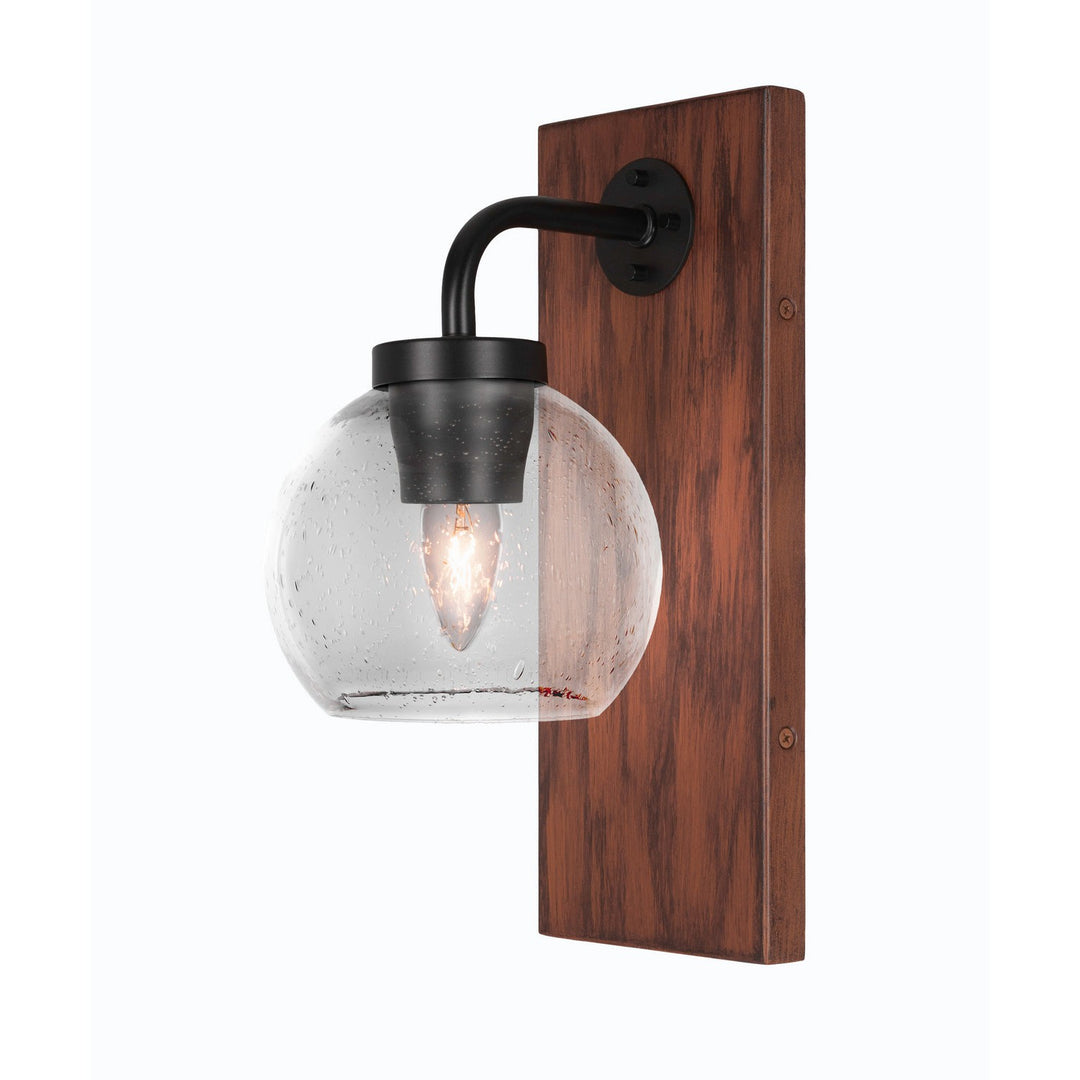 Toltec Oxbridge 1771-mbwg-4100 Wall Sconce Light - Matte Black & Painted Wood-look