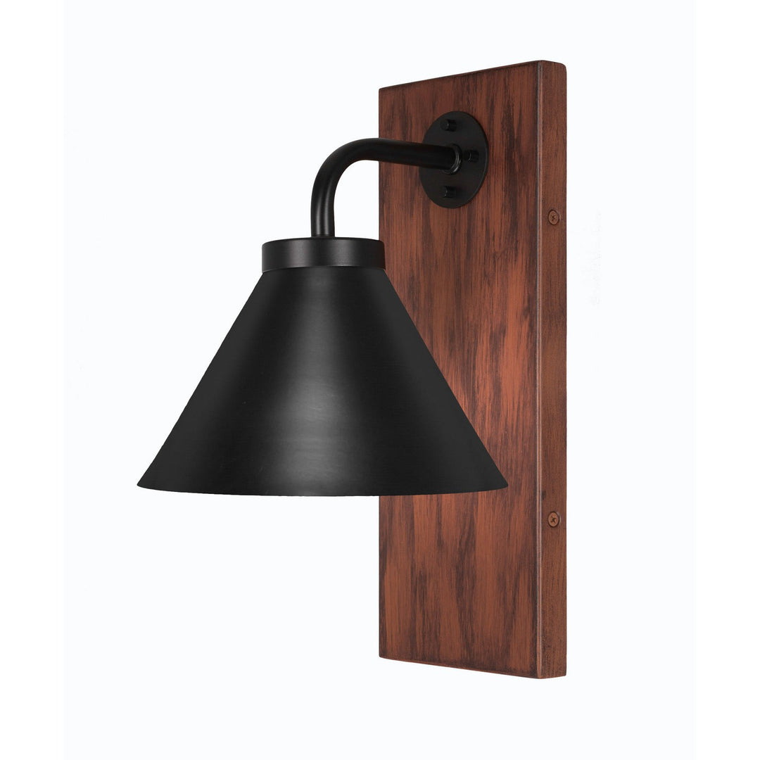 Toltec Oxbridge 1771-mbwg-421-mb Wall Sconce Light - Matte Black & Painted Wood-look