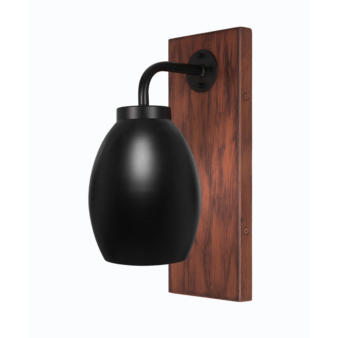 Toltec Oxbridge 1771-mbwg-426-mb Wall Sconce Light - Matte Black & Painted Wood-look