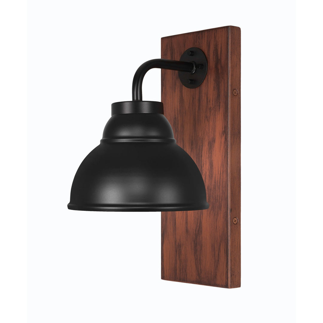 Toltec Oxbridge 1771-mbwg-427-mb Wall Sconce Light - Matte Black & Painted Wood-look