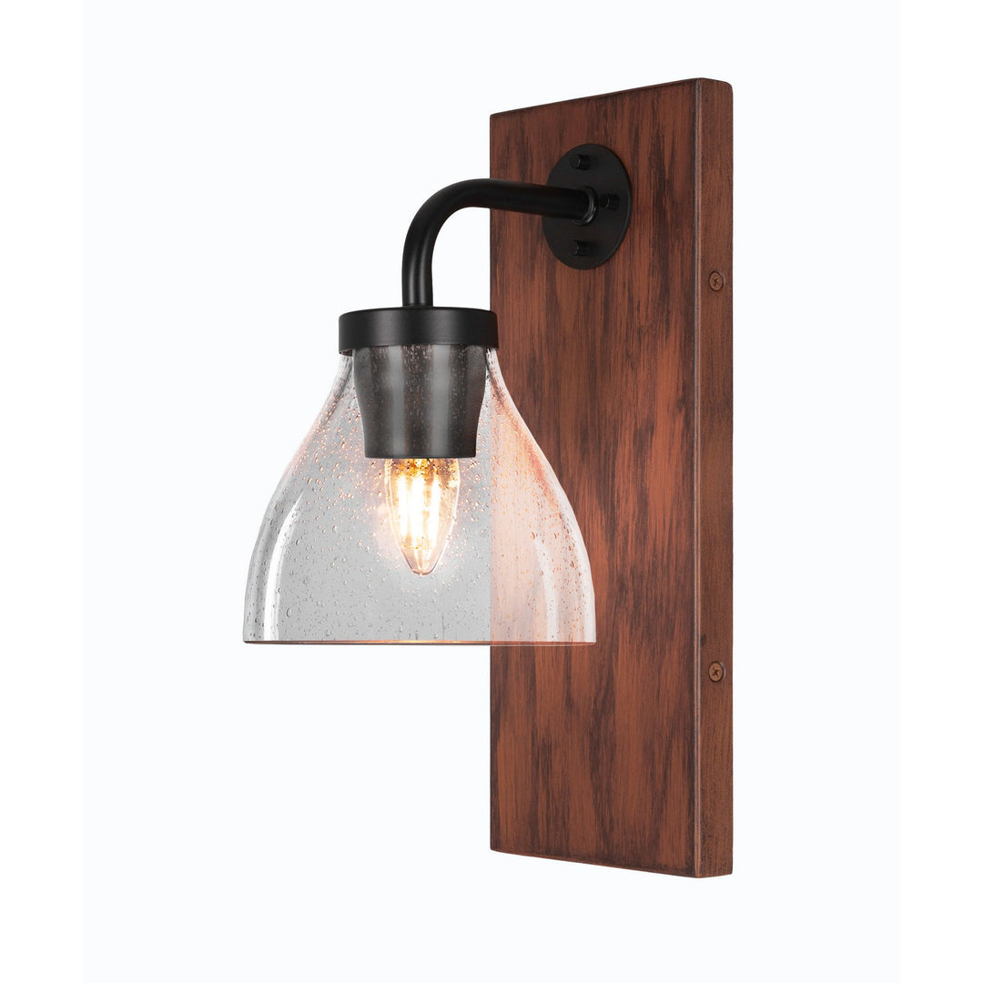 Toltec Oxbridge 1771-mbwg-4760 Wall Sconce Light - Matte Black & Painted Wood-look