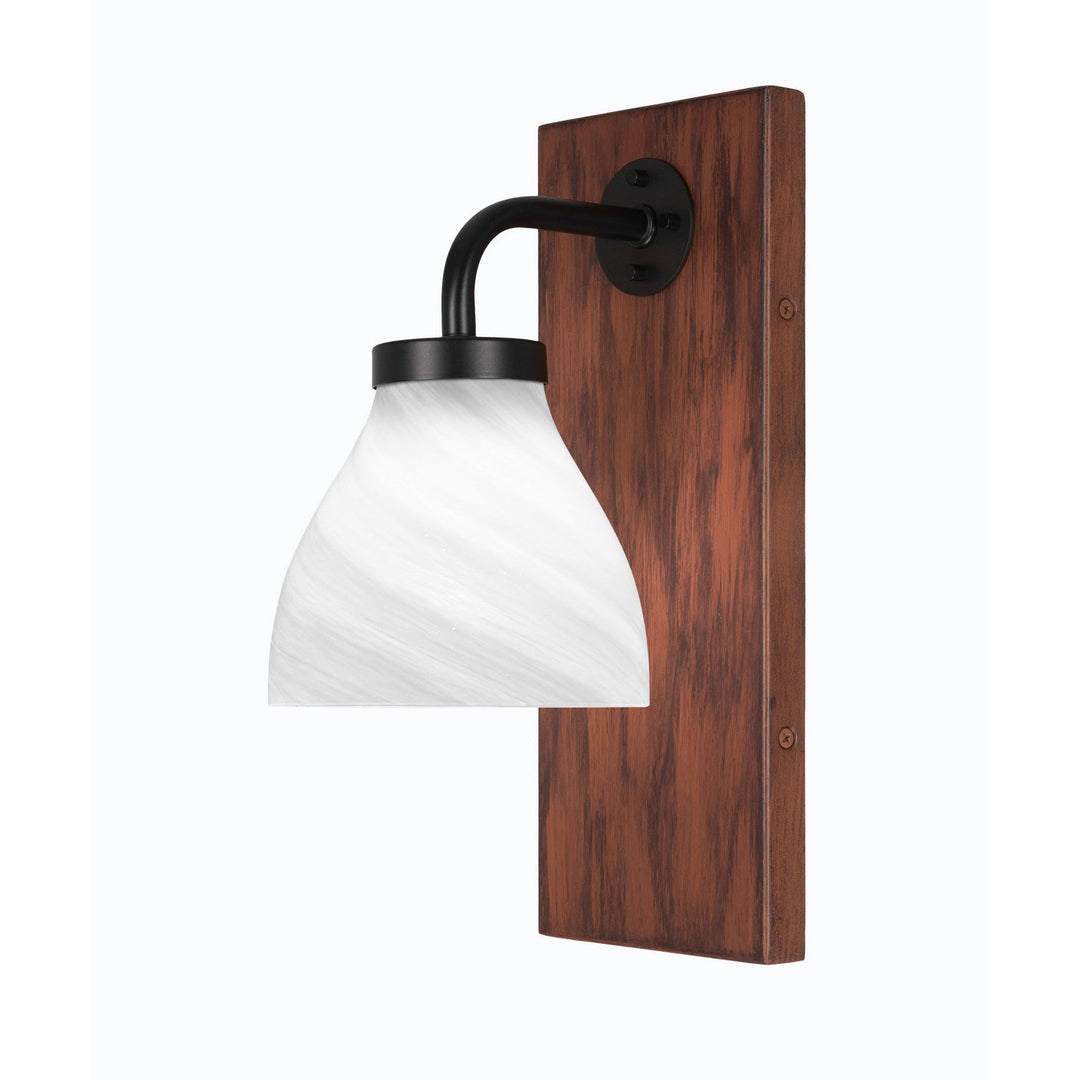 Toltec Oxbridge 1771-mbwg-4761 Wall Sconce Light - Matte Black & Painted Wood-look