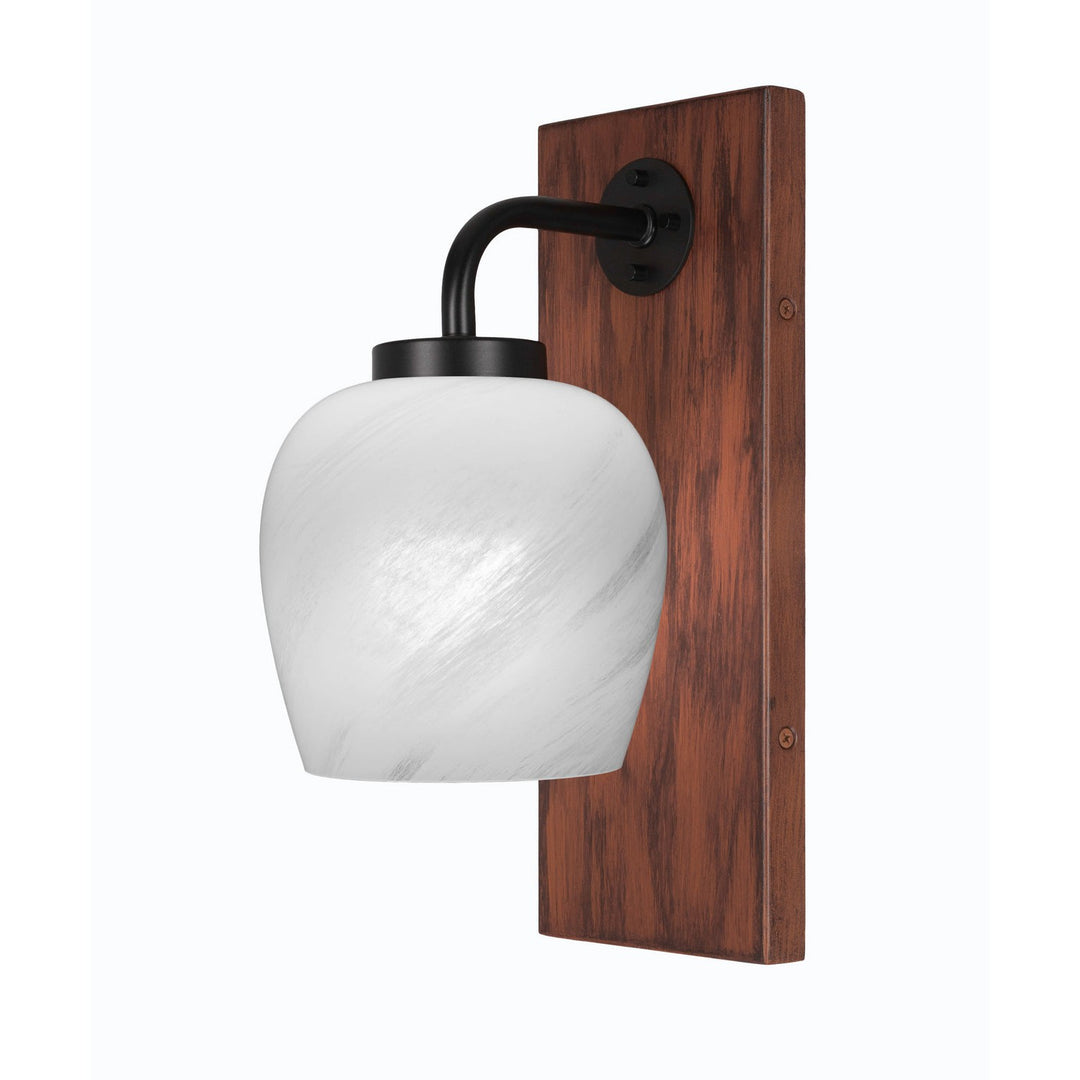 Toltec Oxbridge 1771-mbwg-4811 Wall Sconce Light - Matte Black & Painted Wood-look