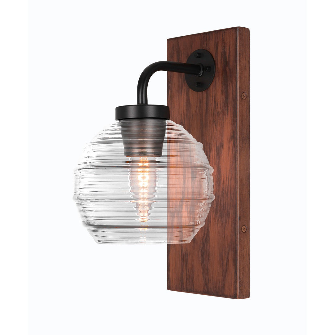 Toltec Oxbridge 1771-mbwg-5110 Wall Sconce Light - Matte Black & Painted Wood-look