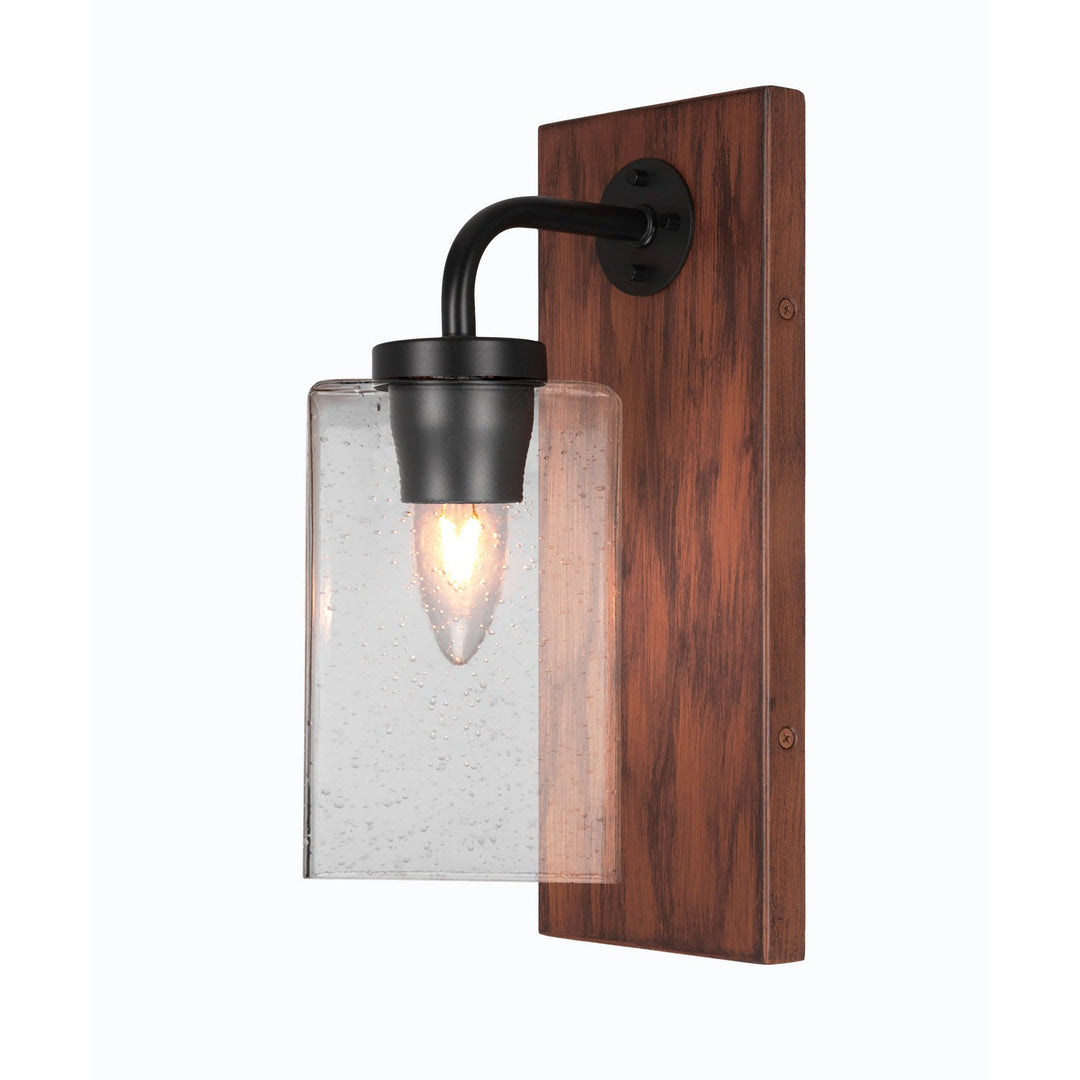 Toltec Oxbridge 1771-mbwg-530 Wall Sconce Light - Matte Black & Painted Wood-look