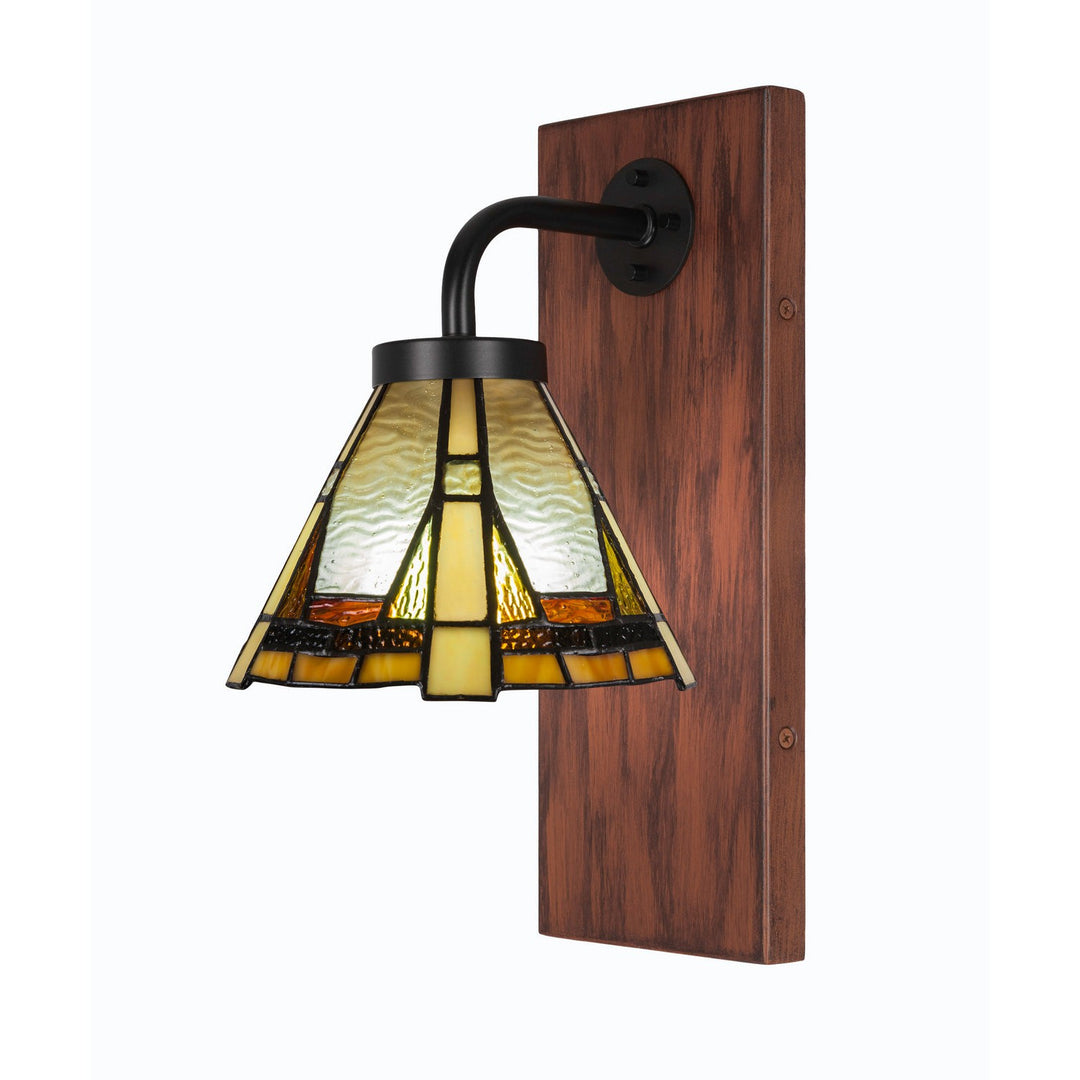 Toltec Oxbridge 1771-mbwg-9345 Wall Sconce Light - Matte Black & Painted Wood-look