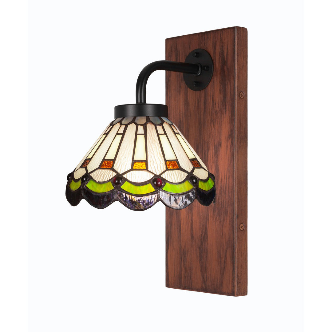 Toltec Oxbridge 1771-mbwg-9395 Wall Sconce Light - Matte Black & Painted Wood-look