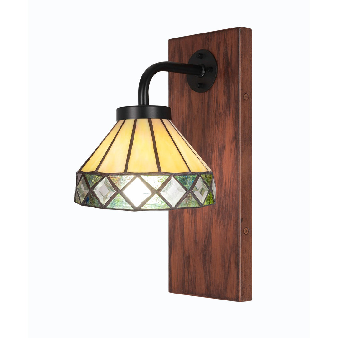 Toltec Oxbridge 1771-mbwg-9405 Wall Sconce Light - Matte Black & Painted Wood-look