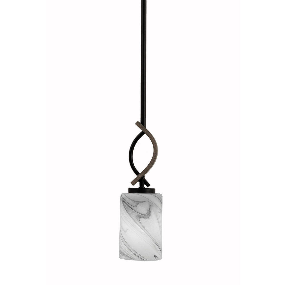 Toltec Monterey 2901-mbdw-3009 Pendant Light - Matte Black & Painted Distressed Wood-look