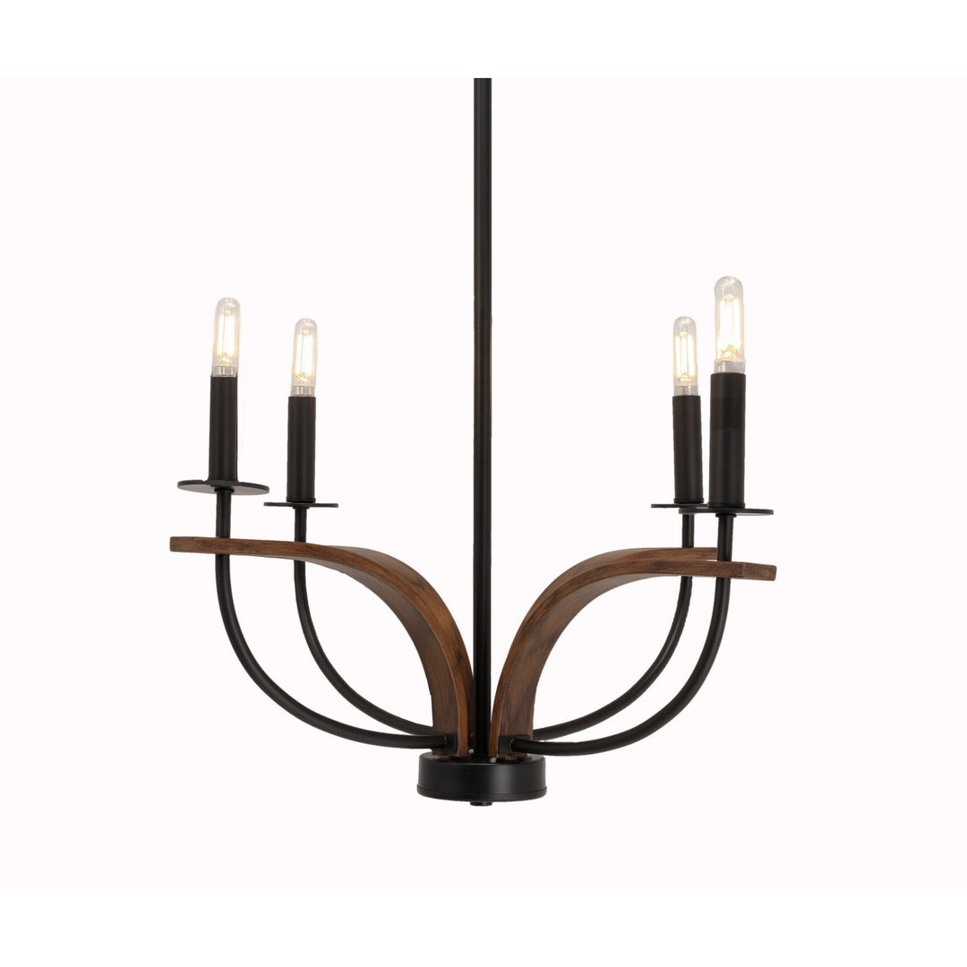 Toltec Monterey 2904-mbwg Chandelier Light - Matte Black & Painted Wood-look