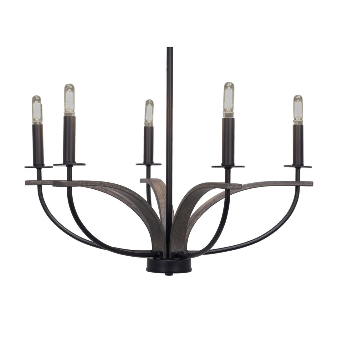 Toltec Monterey 2905-mbdw Chandelier Light - Matte Black & Painted Distressed Wood-look