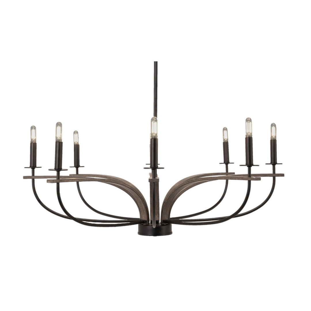 Toltec Monterey 2908-mbdw Chandelier Light - Matte Black & Painted Distressed Wood-look