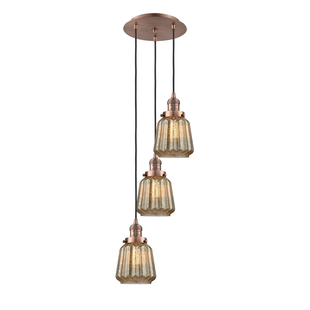 Innovations Franklin Restoration 113F-3P-AC-G146 Pendant Light - Antique Copper