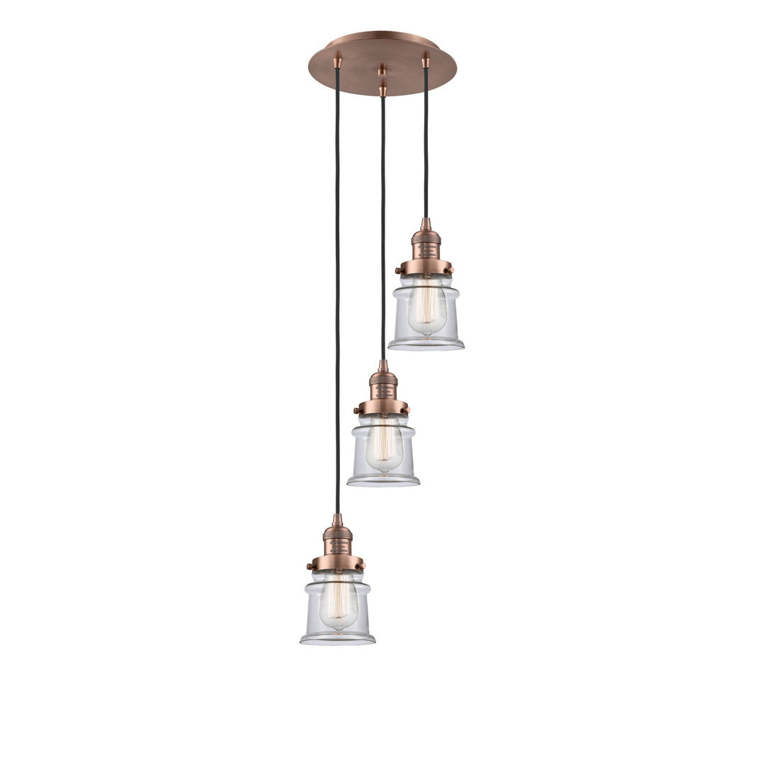 Innovations Franklin Restoration 113F-3P-AC-G182S Pendant Light - Antique Copper