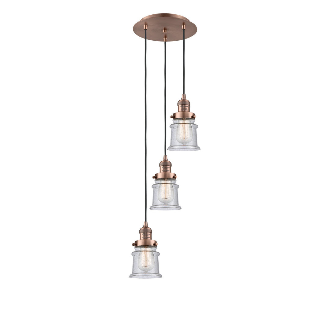 Innovations Franklin Restoration 113F-3P-AC-G184S Pendant Light - Antique Copper